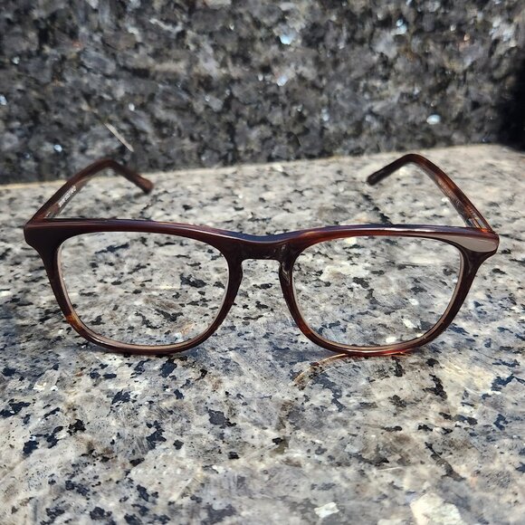Skyline Square Brown Striped Eyeglasses Frames - Picture 1 of 5